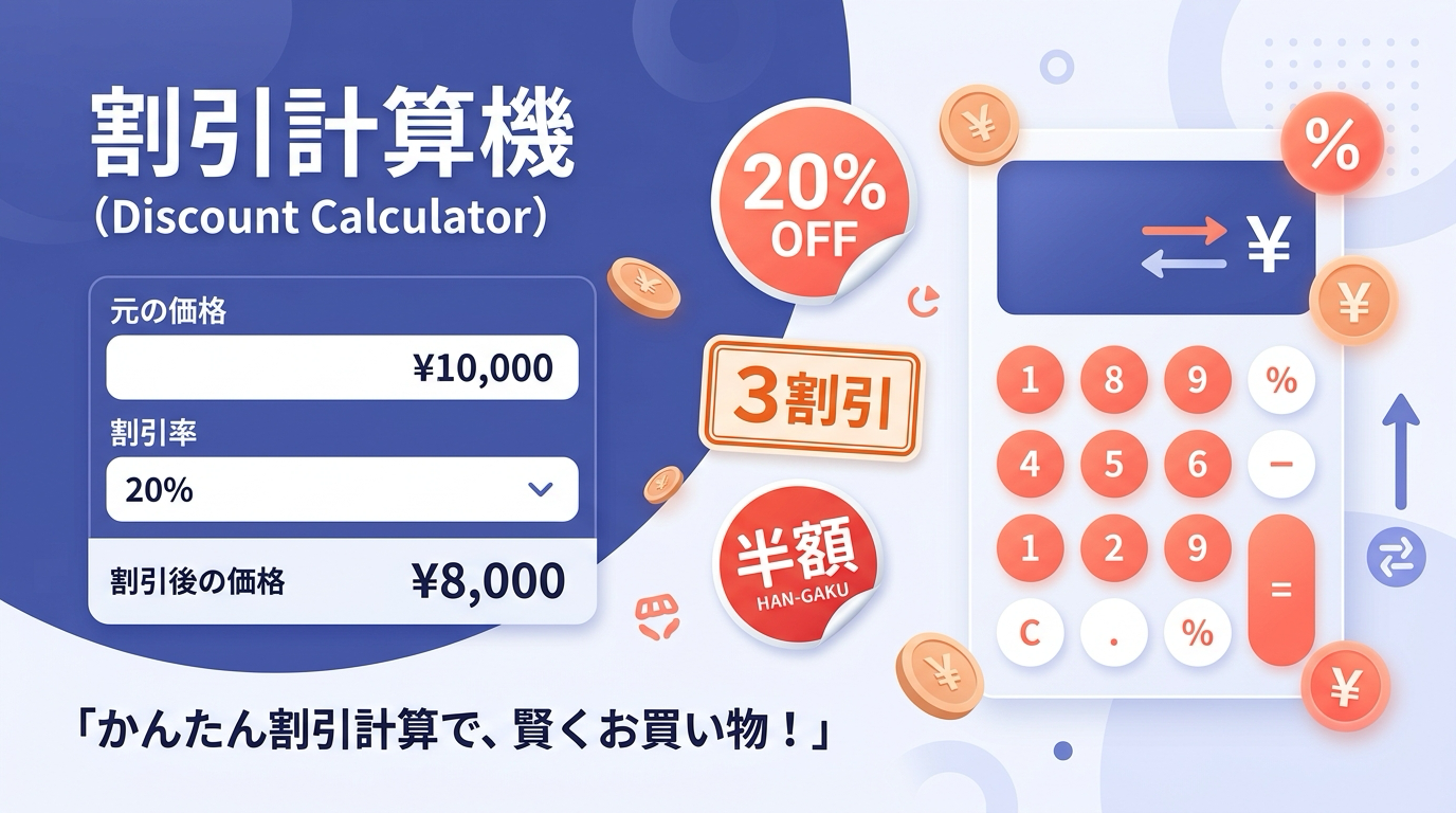 割引計算機【無料・電卓】何割引・値引き額・割引率の計算方法と早見表